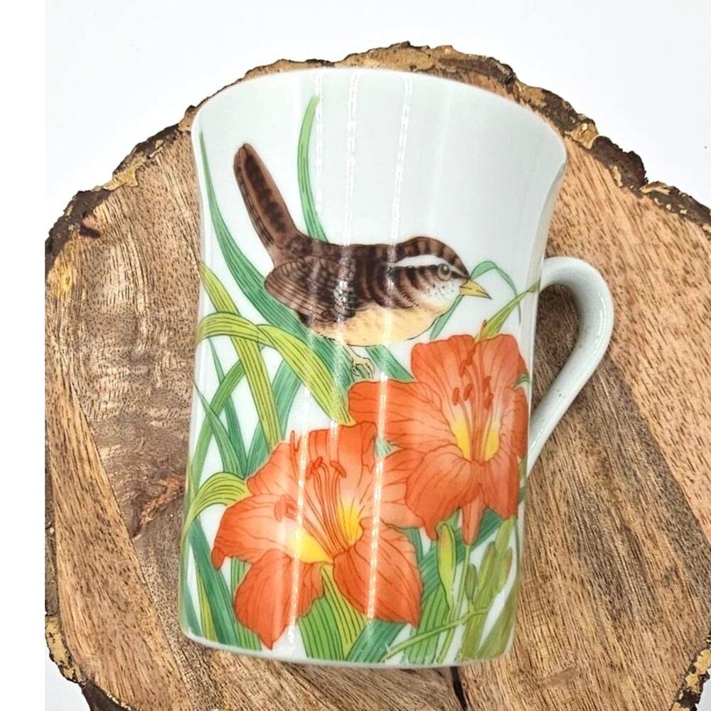 Vintage Otagirl Japan Gibson Greeting Cards Coffee/Tea Cup Sparrow on Lily